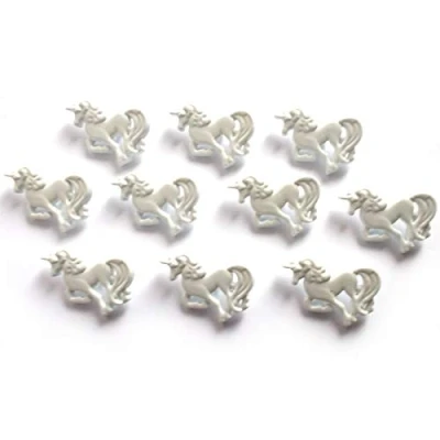 Image of Unicorn Pastel Colours Buttons 3cm Wide Pack of 10 (White)