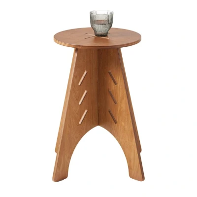 Image of Round Side Table Coffee Sofa Bedside Nightstand in Mortise and Tenon Structure,HFBT01 K BR Sobuy