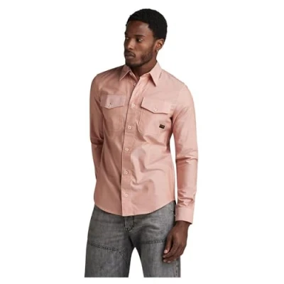 Image of G STAR RAW Men&#039;s Marine Slim Shirt , Multicolor (burned orange/white oxford D24963 7665 D140), L