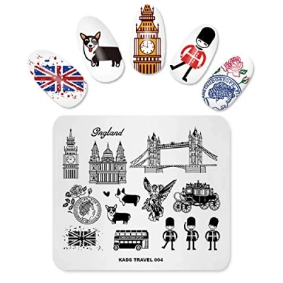 Image of KADS Nail Art Stamping Plates Travel UK Corgi Templates Manicure Print Image Templates(TR004)