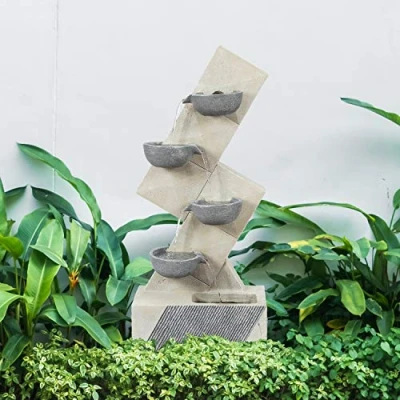 Image of GardenKraft Polyresin Four Bowls Fountain
