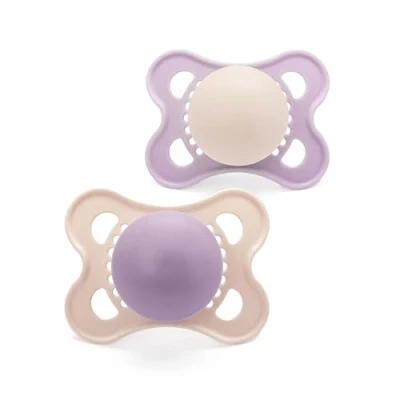 Image of MAM Original Soother 2 6 Months (Pack of 2), Baby Made from Sustainable Material, SkinSoft Silicone Teat, with Case, Pink (Designs May Vary)
