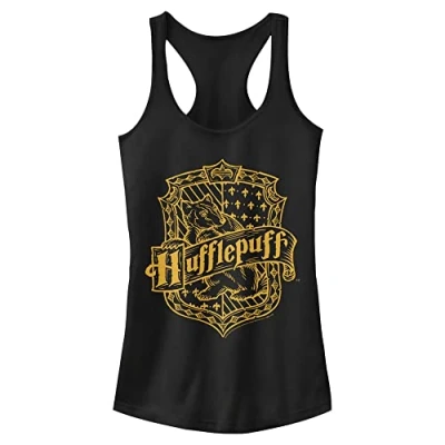 Image of Harry Potter Women&#039;s Hufflepuff Crest Shirt, Black, X Large