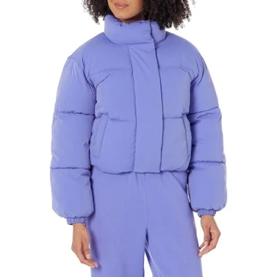 Image of Amazon Essentials Women&#039;s Crop Puffer Jacket (Available in Plus Size), Purple Blue, XS