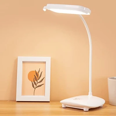 Image of Cordless Desk Lamp Reading Light 40 LED, Rechargeable Large Battery Operated 2400M Table Bedroom,Touch 3 Modes Dimmable,Small Kids Study Bedside Lamp,Two Ways Power,Gooseneck White