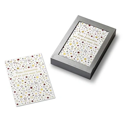 Image of bsb Greeting Card Christmas Pack of 8&quot;Stars&quot; in Silver Packaging