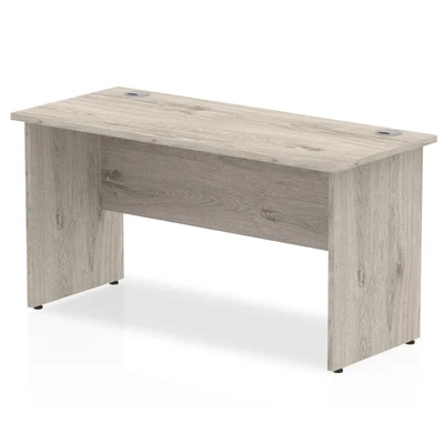 Image of Impulse 1400 x 600mm Straight Desk Grey Oak Top Panel End Leg