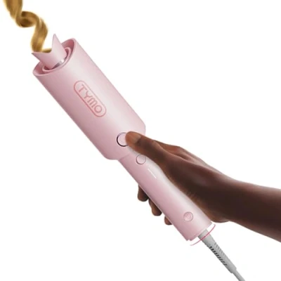 Image of TYMO Rotating Curling Iron 1 Inch CURLPRO Automatic Wand for Long Hair, Beach Waves Hair Curler, 500 Million Ionic, Dual Voltage &amp; Lightweight Travel, Ceramic Coating, Pink