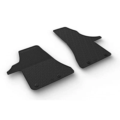 Image of Set of Rubber Mats Compatible with Volkswagen Transporter T6.1 2020 (G Profile 2 Piece + Mounting Clips)