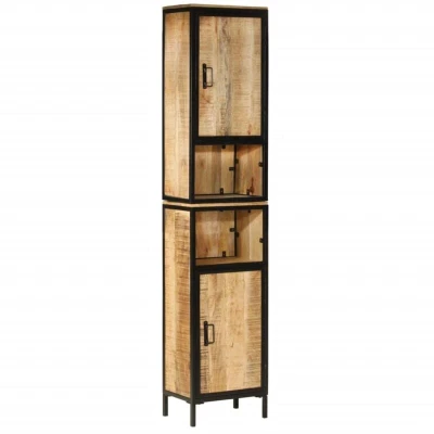 Image of vidaXL Bathroom Cabinet 40x27x180 cm Iron and Solid Wood Mango