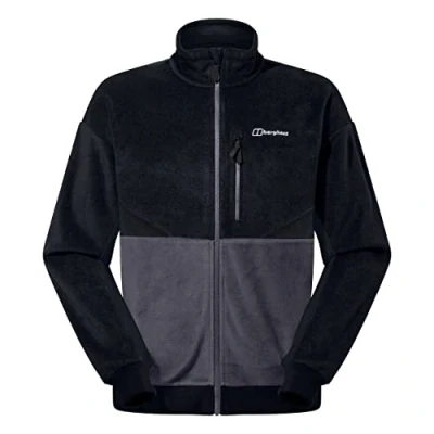 Image of Berghaus Men&#039;s Retrorise Fleece Jacket, Added Warmth, Extra Comfortable, Jet Black/Grey Pinstripe, S