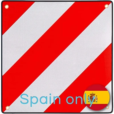 Image of PLANGER® Warning Sign Italy and Spain 2in1 (50 x 50 cm) Reflective Red White for Rear Carrier Bicycle