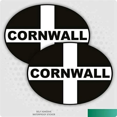 Image of Landing Designs 2 x Cornish Oval Flag, Car, Van Decal Sticker