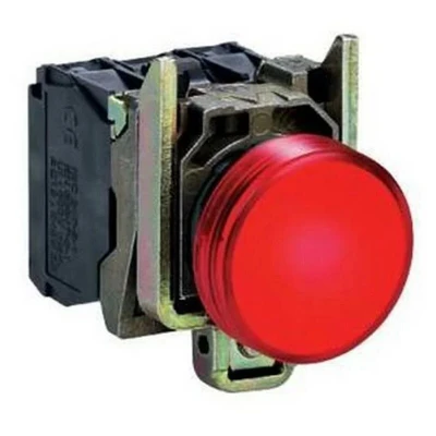 Image of Schneider Electric Harmony XB4 Pilot Indicator Light, Metal, Plain Lens, Integral LED, Industrial Control, 24V AC/DC, XB4BVB4, Red
