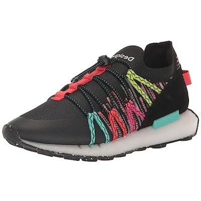 Image of Desigual Jogger Sock Etnic Black Multicoloured Strap Trainers 23SSKK03