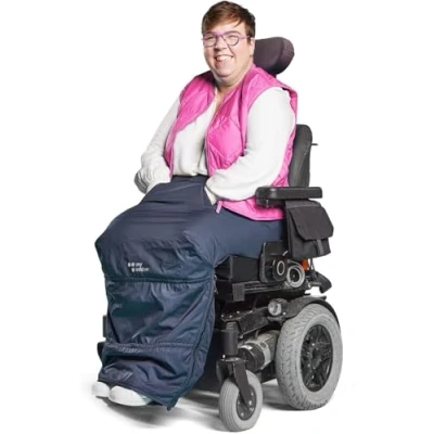 Image of MyBlanket, Wind &amp; Waterproof Wheelchair Rain Cover, Lightweight Compact, Suitable for Electric Manual Mobility Scooter, Leg Protection, Without Getting Up, Midnight Blue (L XL)