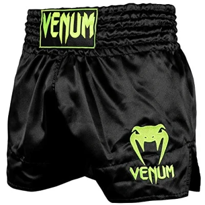 Image of Venum, Classic Muay Thai Shorts, Men&#039;s, XS, Black/Neo Yellow