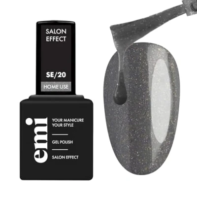 Image of EMI Salon Effect Jet Noire HEMA free gel polish long lasting color home use UV/LED/CCFL lamp 9 ml