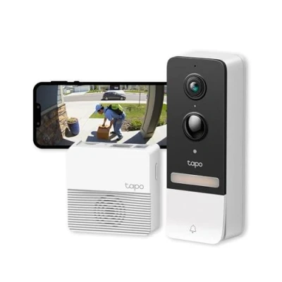 Image of Tapo 2K 5MP Smart Wireless Security Video Doorbell, Battery powered, Two Way Talk, IP64, Colour Night Vision, Easy Installation(Tapo D230S1) (Renewed)