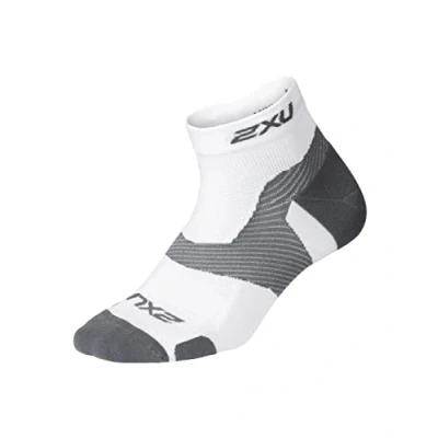 Image of 2XU Unisex Vectr Light Cushion 1/4 Crew Socks White/Grey, Large