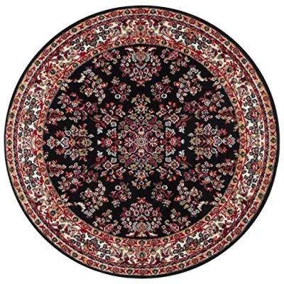 Image of Hanse Home Design Short Pile Living Room Rug Oriental Zabul Persian Look, for Dining Room, Bedroom Black, 140 cm