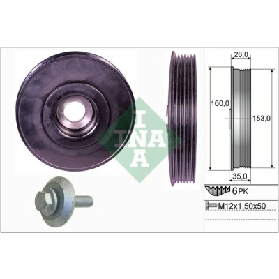 Image of 31251290, 31272289 Belt Pulley Set, crankshaft INA 544 0079 20 153,00mm MINI: Hatchback