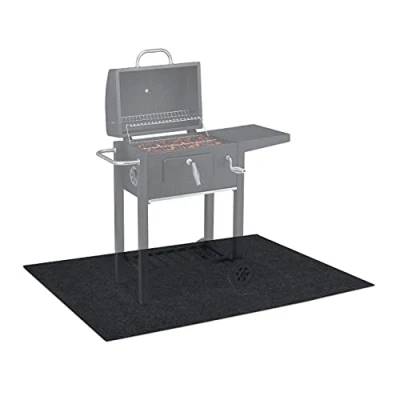 Image of Floor Mat, bbq, Grill, Splatter, Protection, Garden, Board, Outdoor, Durable, HxW: 120x100 cm Matte, Charcoal Relaxdays