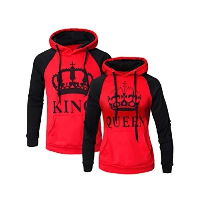 Image of Naliha Womens Couple Sweatshirt Hoodie Casual King Queen Sweatshirts Pullover Red Women S/Men S