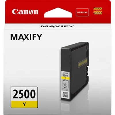 Image of Canon PGI 2500 Y 9.6 ml yellow original ink tank for MAXIFY iB4050, iB4150, MB5050, MB5150, MB5155, MB5350, MB5450, MB5455