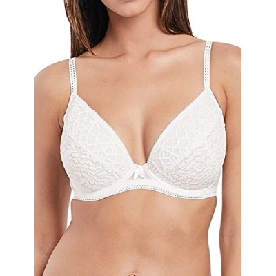 Image of Freya Women&#039;s Soiree Lace Padded Plunge Bra, Sheer, White, 32DD