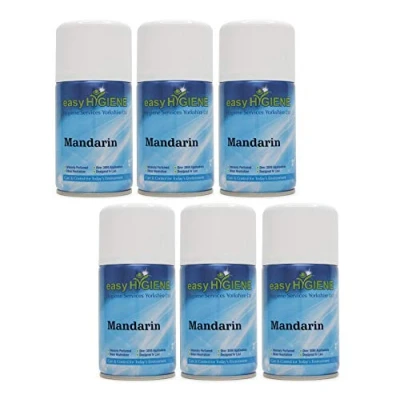 Image of easy HYGIENE 6 Automatic Air Freshener Dispenser Refills HALF CASE Mandarin Scent 270ml Cans