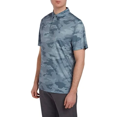 Image of PGA TOUR Men&#039;s Golf Polo Shirt, Camo Print, Natural Stretch, Regular Fit, Short Sleeve, Tradewinds Grey, X Large