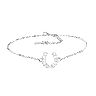 Image of Sofia Milani Solid 925 Sterling Silver Bracelet for Women with Zirconia Stones Horseshoe Luck Pendant 30082