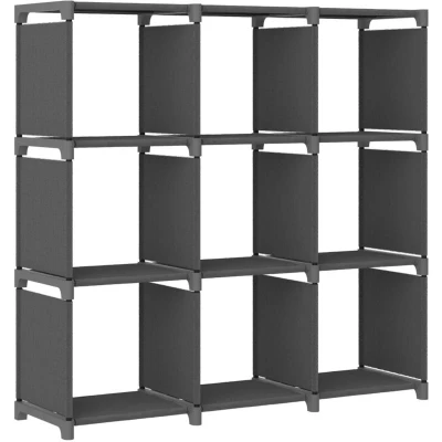 Image of vidaXL 9 Cube Display Shelf Grey 103x30x107.5 cm Fabric