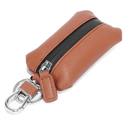 Image of Car Key Case Cover Aileder Waterproof Smart Holder Protection Pouch Leather Chain Bag Keychain Coin Auto Remote Keyring Wallet (Brown)