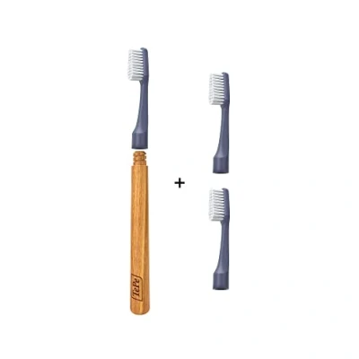 Image of TePe Choice Toothbrush Soft Colour Not Selectable 1 Wooden Handle 3 Brush Heads with Bristles Good for Teeth Cleaning and Plaque Removal