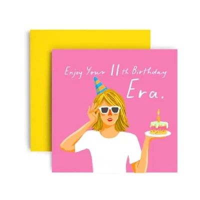 Image of Huxters 11th Birthday Card for Her Friend Female Cake Daughter Sister Girls 14.8cm (11th)