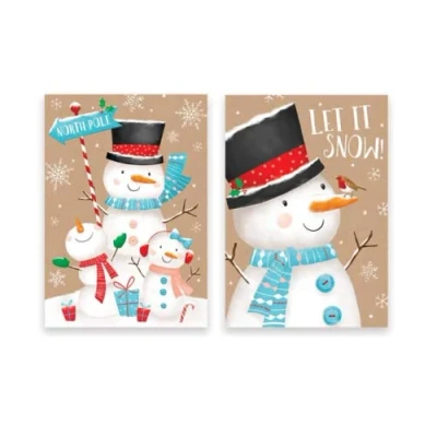 Image of Tallon 8494 Rectangular Christmas Xmas Cards, Snowman Designs Box of 10
