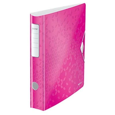 Image of Leitz Lever Arch File, Metallic pink, A4, Curved spine 50mm width, Elastic fastening, Light polyfoam, WOW Range, 11070023