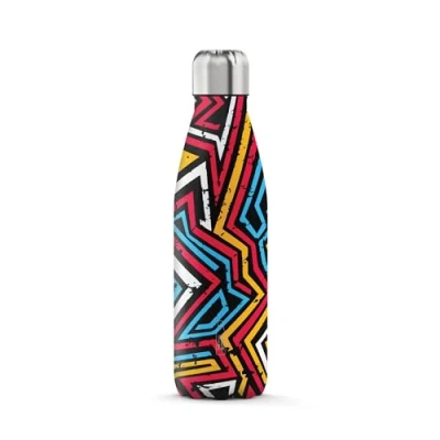 Image of The Steel Bottle Insulated Stainless Bottle, Double Walled Vacuum Insulation, 500ml Capacity, Airtight Seal, Portable Water (POP#22 Graffiti)
