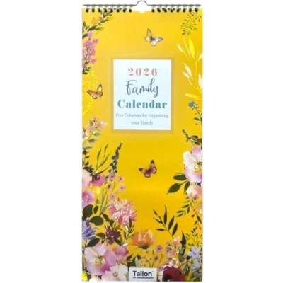 Image of 2025 Family Organiser 5 Columns Calendar Planner Month to View Long Wall (Botanical)