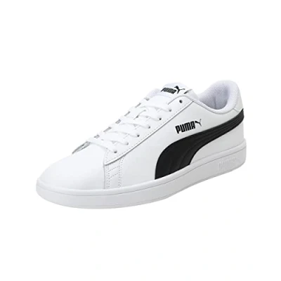 Image of PUMA Unisex Smash V2 L Low top Sneakers, White Black, 4 UK