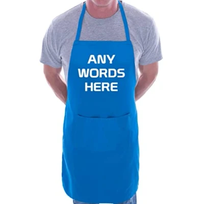 Image of Print4U Personalised Apron Your Text here Any Words BBQ Cooking Blue