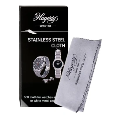 Image of HAGERTY stainless steel cleaning cloth 36 x 30 cm I Impregnated 100% cotton watch polishing care for watches jewellery and accessories metal