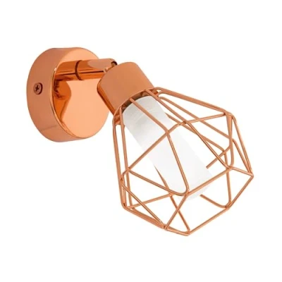 Image of EGLO Copper coloured Zapata LED wall light, cage look