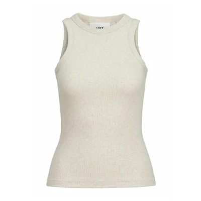 Image of JJXX Women&#039;s Jxforest Str Sl Rib Top JRS Noos Tank, Oatmeal/Detail: Melange, M