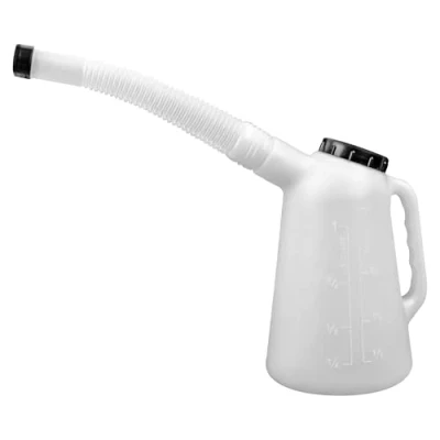 Image of Faithfull Plastic Oil Pourer, Metric and Imperial Measuring Can with Flexible Pouring Spout &amp; Screw Cap 1 Litre