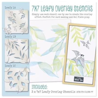 Image of Leafy Overlay 7&quot; x Stencil Collection: 3 Stencils