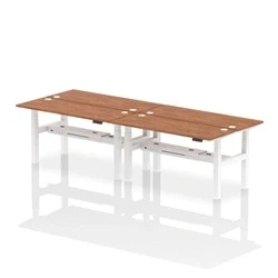Image of Air B2B 1600x600mm Height Adjustable 4P Bench Desk CP Walnut/White
