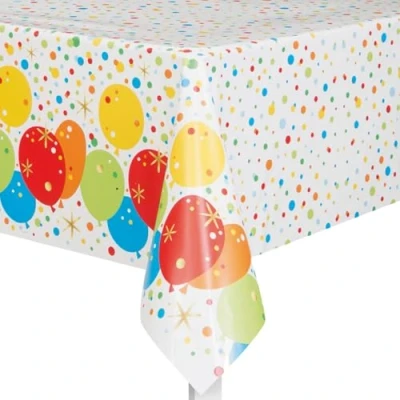 Image of Glitzy Gold Birthday Rectangular Plastic Table Cover (137cm x 213cm) 1 Piece Elegant Party Tablecloth for Festive Celebrations